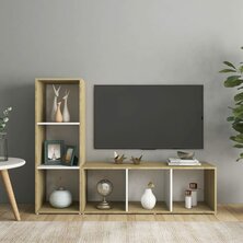 Tv-meubelen 2st 107x35x37 cm bewerkt hout wit sonoma eikenkleur