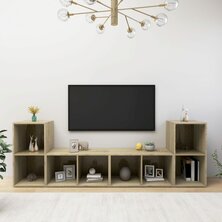 Tv-meubelen 4 st 72x35x36,5 cm bewerkt hout sonoma eikenkleurig