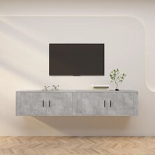 Tv-wandmeubels 2 st 100x34,5x40 cm betongrijs