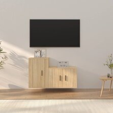 2-delige Tv-meubelset bewerkt hout sonoma eikenkleurig