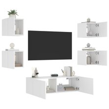 5-delige tv-wandmeubelset met LED-verlichting wit