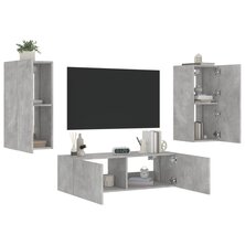 3-delige tv-wandmeubelset met LED-verlichting betongrijs