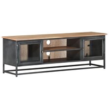 Tv-meubel 120x30x40 cm massief acaciahout en staal grijs