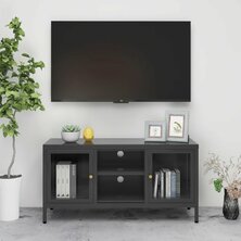 Tv-meubel 105x35x52 cm staal en glas antracietkleurig