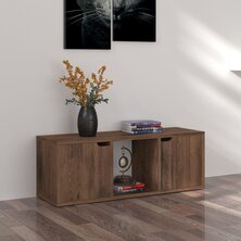 Tv-meubel 88,5x27,5x30,5 cm bewerkt hout gerookt eikenkleurig