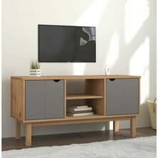 Tv-meubel OTTA 113,5x43x57 cm massief grenenhout bruin en grijs