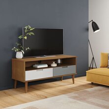 Tv-meubel MOLDE 106x40x49 cm massief grenenhout bruin