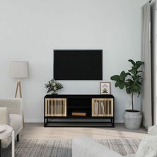 Tv-meubel 105x30x45 cm bewerkt hout en ijzer zwart