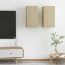 Tv-meubels 2 st 30,5x30x60 cm bewerkt hout sonoma eikenkleurig