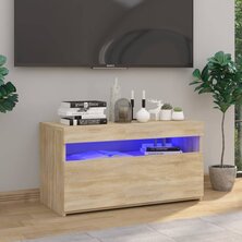 Tv-meubel met LED-verlichting 75x35x40 cm sonoma eikenkleurig