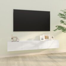 Tv-meubels 2 st wandgemonteerd 100x30x30 cm hout hoogglans wit