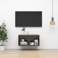 Tv-wandmeubel 37x37x72 cm bewerkt hout grijs