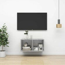 Tv-wandmeubel 37x37x72 cm bewerkt hout betongrijs