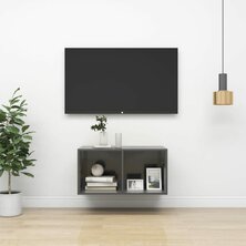 Tv-wandmeubel 37x37x72 cm bewerkt hout hoogglans grijs