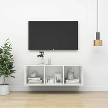 Tv-wandmeubel 37x37x107 cm bewerkt hout hoogglans wit