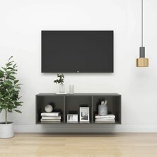 Tv-wandmeubel 37x37x107 cm bewerkt hout hoogglans grijs