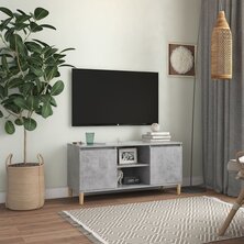 Tv-meubel met massief houten poten 103,5x35x50 cm betongrijs