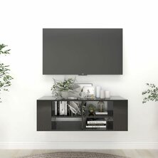 Tv-wandmeubel 102x35x35 cm bewerkt hout hoogglans zwart