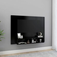 Tv-wandmeubel 120x23,5x90 cm bewerkt hout zwart