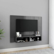 Tv-wandmeubel 120x23,5x90 cm bewerkt hout hoogglans grijs