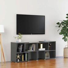 Tv-meubel 104x30x52 cm bewerkt hout hoogglans grijs