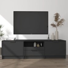 Tv-meubel 140x35x40 cm bewerkt hout zwart