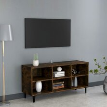 Tv-meubel met metalen poten 103,5x30x50 cm gerookt eikenkleurig