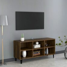 Tv-meubel met metalen poten 103,5x30x50 cm bruin eikenkleur