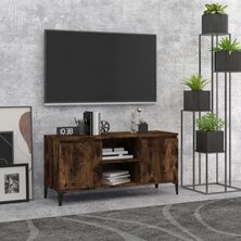 Tv-meubel met metalen poten 103,5x35x50 cm gerookt eikenkleurig