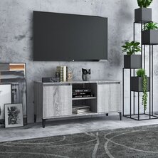 Tv-meubel met metalen poten 103,5x35x50 cm grijs sonoma eiken