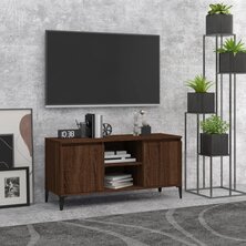 Tv-meubel met metalen poten 103,5x35x50 cm bruin eikenkleur