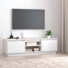 Tv-meubel 140x35x40 cm massief grenenhout wit