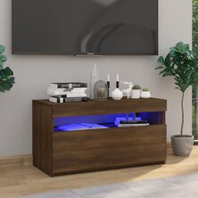 Tv-meubel met LED-verlichting 75x35x40 cm bruin eikenkleur