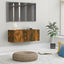 Tv-meubel 80x30x30 cm bewerkt hout gerookt eikenkleurig