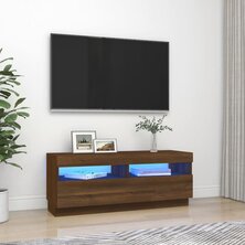 Tv-meubel met LED-verlichting 100x35x40 cm bruin eikenkleur