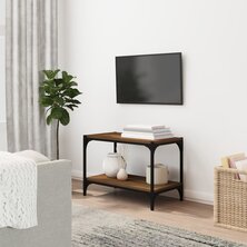 Tv-meubel 60x33x41 cm bewerkt hout en staal bruin eikenkleur