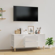 Tv-meubel 102x44,5x50 cm bewerkt hout hoogglans wit