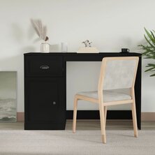 Bureau met lade 115x50x75 cm bewerkt hout zwart