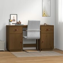 Bureau met kastjes 135x50x75 cm massief grenenhout honingbruin