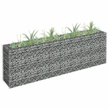 Gabion plantenbak verhoogd 180x30x60 cm gegalvaniseerd staal