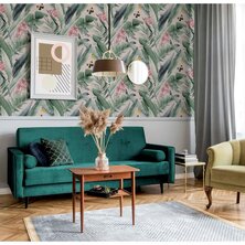 DUTCH WALLCOVERINGS Behang Lush Tropical roze en blauw