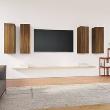 Tv-meubelen 4 st 30,5x30x90 cm bewerkt hout bruin eikenkleur