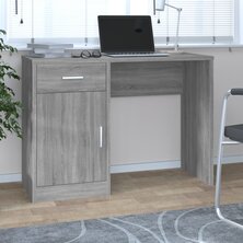 Bureau met kast en lade 100x40x73 cm bewerkt hout grijs sonoma