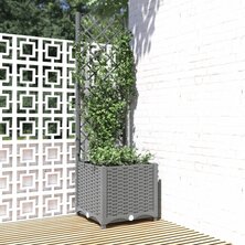 Plantenbak met latwerk 40x40x136 cm polypropeen lichtgrijs