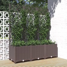 Plantenbak met latwerk 120x40x136 cm polypropeen bruin