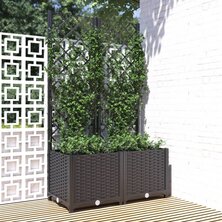 Plantenbak met latwerk 80x40x136 cm polypropeen zwart