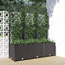 Plantenbak met latwerk 120x40x136 cm polypropeen zwart