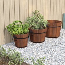 Plantenbakset houten emmer 3-delig massief vurenhout