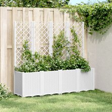 Plantenbak met latwerk 160x40x140 cm polypropeen wit