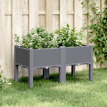 Plantenbak met poten 80x40x42 cm polypropeen grijs